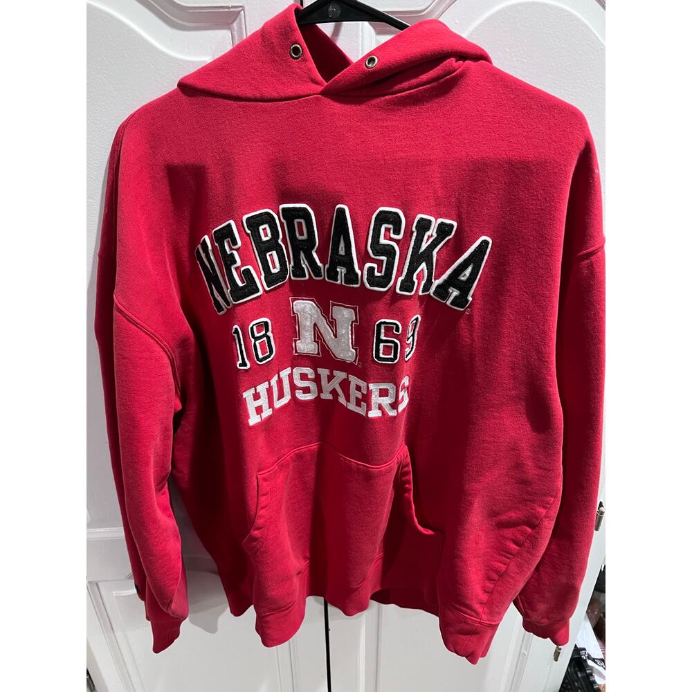 Nebraska Cornhuskers Hoodie Jansport Red Large L NCAA Huskers Sweatshirt